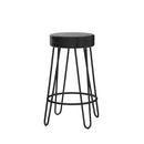 Yaheetech 26.5 inch Round Bar Stools 2pcs Faux Leather Counter/Bar Height Stools with Cushion Backless Leather Seat with Hairpin Legs Barstools for Bar/Dining/Kitchen, Black(1 Package of 2pcs)