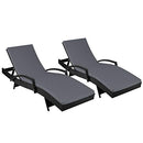 Gardeon Set 2 Sun Lounge Camping Chair Wicker Lounger Rattan Day Bed, Chaise Beach Chairs Outdoor Furniture Garden Patio Setting Pool Backyard, Cushion Armrest Adjustable Backrest Black