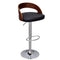 vidaXL Set of 2 Bent Wood Bar Stools - Resistant Faux Leather Upholstery - Height Adjustable - Rotatable - Dark Brown & Black