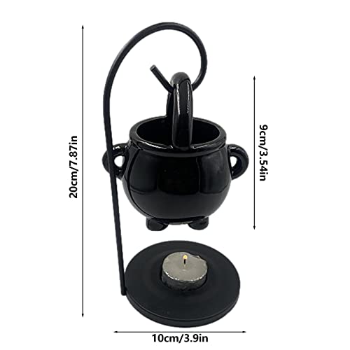 Oil Burner,Hanging Cauldron Pagan Oil Burner with Handle,Ceramic Cauldron Wax Melt Burner,Witches Witchcraft Aroma Diffuser Candle Tealight,Fragrance Ornament for Home Decor