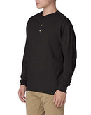 Hanes Men's Long Sleeve Beefy Henley Shirt - X-Large - Ebony