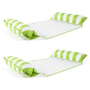 Aqua Monterey Water Inflatable 4-in-1 Versatile Design Pool Hammock Floating Lounger Chair, Lime Green and White Stripes (2 Pack)