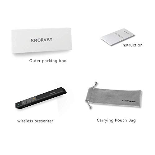 KNORVAY N26 Laser Pointer, RF 2.4GHz Wireless Presenter Pointer PowerPoint Clicker for Presentation with Protective Pouch (Black)