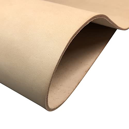 100% Veg Tan Full Grain Leather Cowhide Pre-Cut Pieces 8-9 oz. (3.5mm) - Tooling Leather Hide - Vegetable Tanned Leather for Tooling, Carving, Molding, Dyeing (White-Veg Tanned, 12"x6")