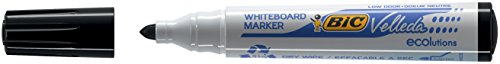 BIC Velleda 1701 Whiteboard Marker Large Bullet Tip - Black Ink, Box of 12 Dry Erase Markers