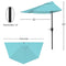 Half Umbrella Outdoor Patio Shade - 9 ft Patio Umbrella with Easy Crank - Small Canopy for Balcony, Table, or Deck by Pure Garden (Blue)