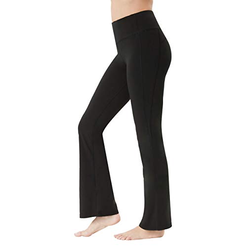 Lanbaosi Bootcut Yoga Pants for Women High Waisted Tummy Control Flare Leggings with Pockets Wide Leg Bootleg Workout Pants Black