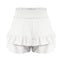 Shorts Women's Summer Ruffle Shorts High Waist Sports Shorts with Floral Pleated Hem Shorts Plain Cute Summer Shorts Casual Sports Shorts Women, White-a, S