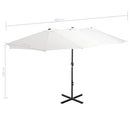 vidaXL Oversized Aluminium Pole Outdoor Parasol in Sand Beige, UV Protective and Anti-Fade Polyester Canopy with Crank Mechanism - 460x270 cm