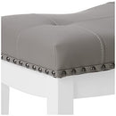 (1) - Angel Line Cambridge Padded Saddle Stool, White with Grey Cushion, 60cm H, Set of 2