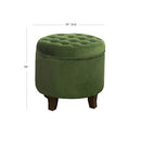 HomePop K6171-B228 Velvet Round Storage, Ottoman, Green