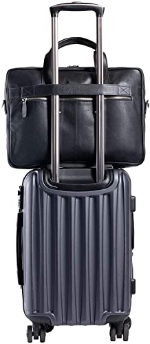 Leather briefcase 18 Inch Laptop Messenger Bags for Men and Women Best Office briefcase Satchel Bag (Black)