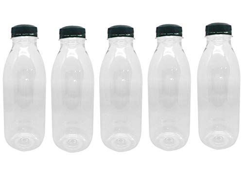 Packware Juice Plastic Bottles - Reusable Drink Containers with Black Lids - Reusable & Leak-Proof Juice Bottles, Great for Storing Homemade Juices Water Smoothies & Much More - 50 Pack(300ml)