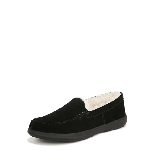 Vionic Womens Lynez Suede Faux Fur Lined Loafer Slippers Black 8 Medium (B,M)