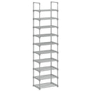 Songmics 10-Tier Customizable Design Metal Shoe Rack, Grey