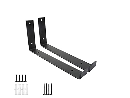 WMLBK Heavy Duty Industrial Shelf Brackets, 20 cm Metal Shelving Supports Wall Mounted Retro Shelves Hardware Brace，Wall Angel Corner Brace (2 Pack - Black)