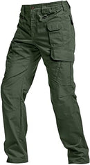 CQR Men's Flex Ripstop Tactical Pants, Water Repellent Stretch Cargo Pants, Lightweight EDC Hiking Work Pants TLP125-OLV_38W/32L