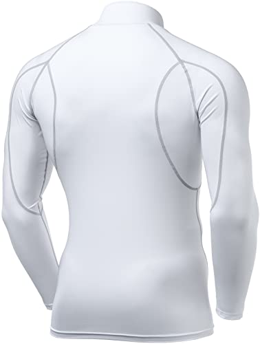 TSLA Men's Cool Dry Fit Mock Long Sleeve Compression Shirts, Athletic Workout Shirt, Active Sports Base Layer T-Shirt tm-MUT12-NWT Medium