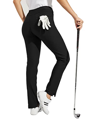 WILLIT Women's Golf Pants Stretch Casual Pull on Pants Quick Dry Hiking Pants Tummy Control Black M