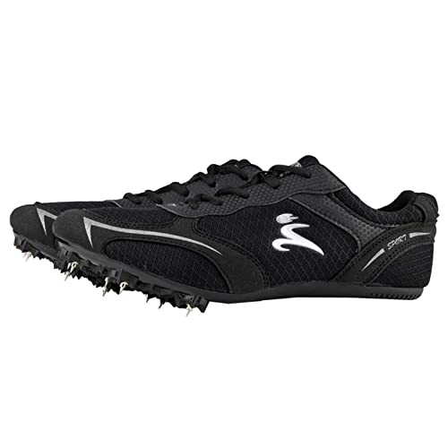 ZHENSI Track and Field Shoes Kids Adult Sprint Spikes Shoes Mesh Lightweight Buffer Unisex,Black,9.5