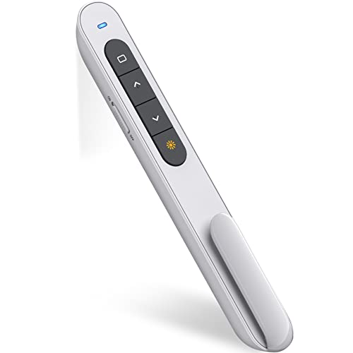 Wireless Presenter Remote, RF 2.4GHz USB Presentation Remote Control PowerPoint Presentation Clicker for Keynote/PPT/Mac/PC … (White)