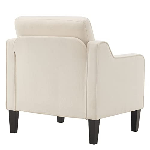 VINGLI Mid Century Modern Fabric Accent Chair,Beige for Living Room Upholstered Armchair with Scooped Arms for Bedroom,Apartment,Studio,Office,Waiting Room,Beige