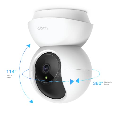 TP-Link Tapo Pan/Tilt Home Security Wi-Fi Camera - 1080p, 360°, night vision, alarm, 2-way audio, 24/7 live view, voice control, Tapo APP, Alexa, Google Assistant, No hub required (Tapo TC70)