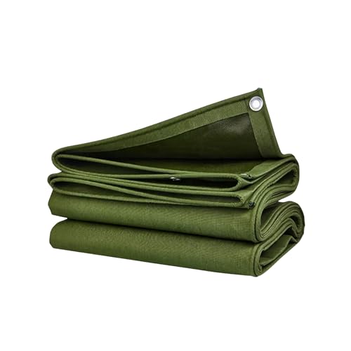 Kiliroo Heavy Duty Canvas Tarp Multi Purpose Waterproof Poly Tarp Cover for Camping, Hunting, Reinforced Grommets, Outdoor Use 3x3 Meter, Army Green