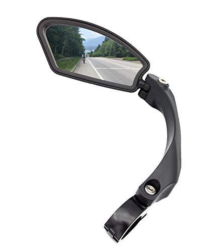 Hafny Handlebar Bike Mirror, Stainless Steel Mirror, Safe Rearview Mirror,HF-MR080 (Black Left Side)