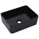 vidaXL Resistant Ceramic Wash Basin- Stylish Above-Counter Rectangular Sink with Glossy Black Finish, Ideal for Bathroom or Powder Room, 40x30x13 cm