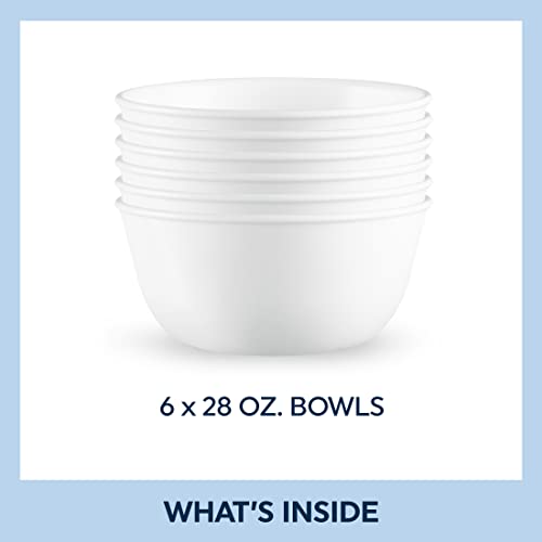 Corelle Soup Bowl, Winter Frost White, 828 ml Capacity (6-Piece Set)