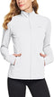 TSLA Women's UV Protection Outdoor Shirt, Lightweight Long Sleeve Workout Shirts Top, Full Zip Shirt with Pockets FSZ22-WHT Large