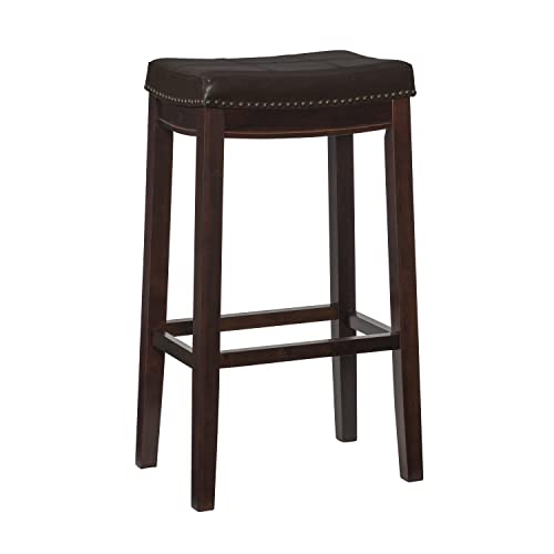 (brown) - Linon Claridge Patches Bar Stool, 80cm , Brown