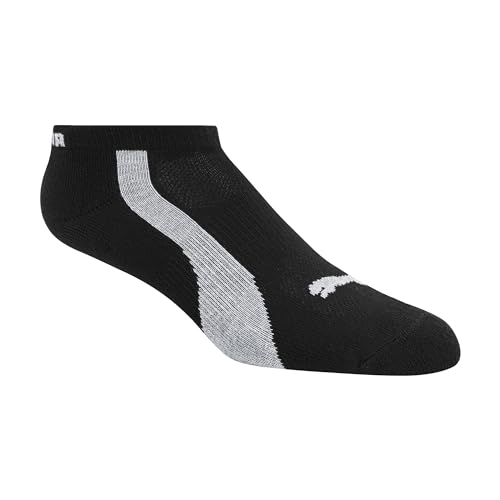 Puma Women's 1/2 Terry Low Cut Athletic Running Sock 6-Pack, White Traditional, 9-11