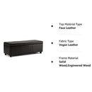 Simpli Home Avalon Rectangular Faux Leather Storage Ottoman Bench Large Brown