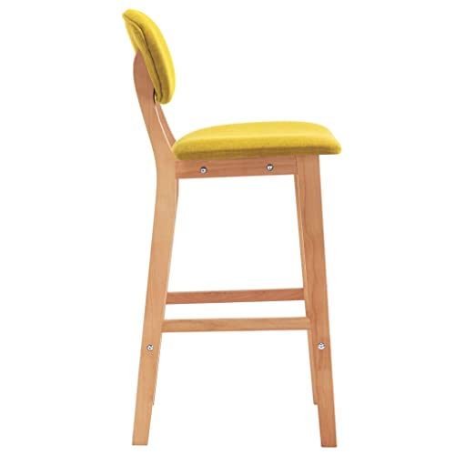 vidaXL Set of 2 Scandinavian Modern Style Bar Stools - Mustard Yellow Fabric Upholstery with Strong Black Engineered Wood Frame