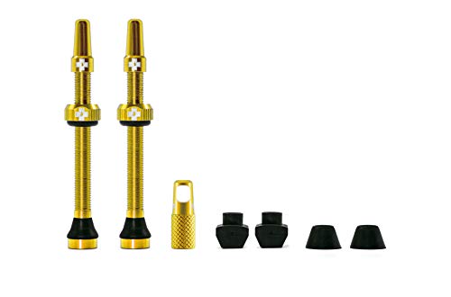 Muc-Off Gold Tubeless Presta Valves, 44mm - Premium No Leak Bicycle Valves with Integrated Valve Core Removal Tool