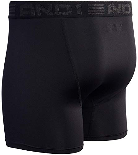 AND1 Men's Underwear - Performance Compression Boxer Briefs with Functional Fly (10 Pack), Black, X-Large