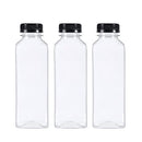 Packware Square Plastic Juice Bottles - Clear Drinking Containers with Tamper Evident Lids - Reusable & Leak-Proof - Great for Storing Homemade Juices Water Smoothies & Much More - 10 Pcs(Black Lids)