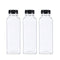 Packware Square Plastic Juice Bottles - Clear Drinking Containers with Tamper Evident Lids - Reusable & Leak-Proof - Great for Storing Homemade Juices Water Smoothies & Much More - 10 Pcs(Black Lids)