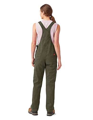 Dickies Women's Relaxed Fit Bib Overalls, Rinsed Moss Green, Large