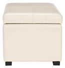 (Cream) - Safavieh Hudson Collection Williamsburg Cream Leather Square Storage Ottoman