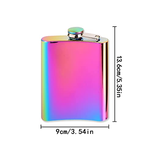 Portable Hip Flask, 8oz Colored Leak Proof Stainless Steel Flasks for Alcohol - Great Gift Idea Flask