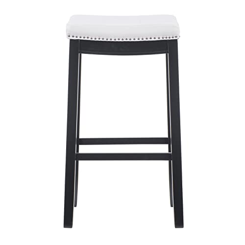 Linon , 30-Inch, White Claridge Patches Bar Stool Chair, 32'' x 18.75'' x 13.25'', Black