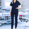 Perfeclan Uniforms Scrub Set Short Sleeve Nurse Top and Pants V Neck Womens Work Suits Workwear for Healthcare Cosmetology Pet Shop, Navy, XL