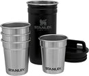 Stanley Stainless Steel Shot Glass and Flask Gift Set, Outdoor Adventure Pack with 4 Metal Shot Glasses, 8oz Whiskey Flask, and Travel Carry Case