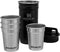 Stanley Stainless Steel Shot Glass and Flask Gift Set, Outdoor Adventure Pack with 4 Metal Shot Glasses, 8oz Whiskey Flask, and Travel Carry Case