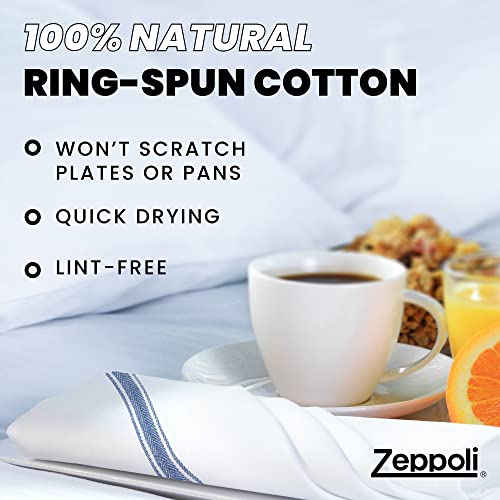Zeppoli Classic Kitchen Towels 100% Natural Cotton Dish Towels 14 X 25 Inches Flour Sack Towels - Make Great Bar Towels