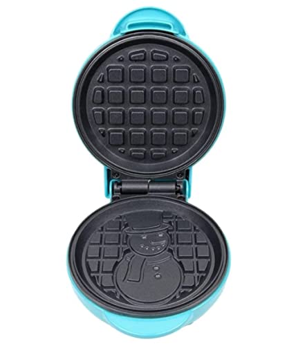 Nostalgia MyMini Snowman Waffle Maker - Mini Waffle Maker with Snowman Motif, Belgian Style Waffle Maker, Cheese Sandwiches, Double Non-Stick