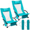 KingCamp Low Sling Beach Camping Concert Folding Chair, Low and High Mesh Back Two Versions (Cyan-High Back-2 Pack)